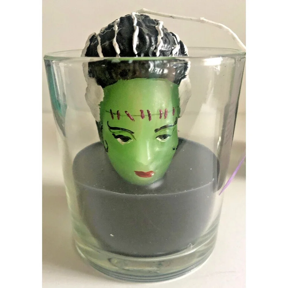 Martha Stewart Bride Of Frankenstein Candle 3D Head Halloween Spooky Scary